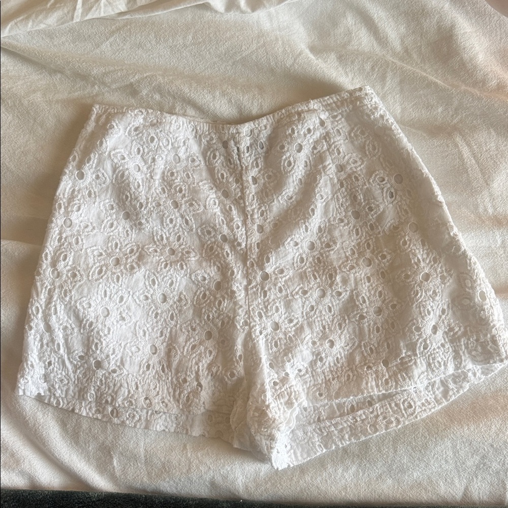 Urban Outfitters White Eyelet High Waist Shorts